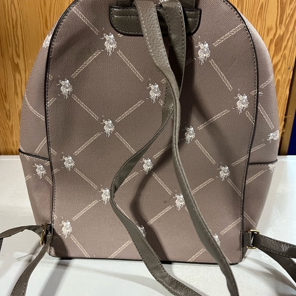 U.S. Polo Assn. Brown Backpack with Red and White Stripes - Picture 4 of 13